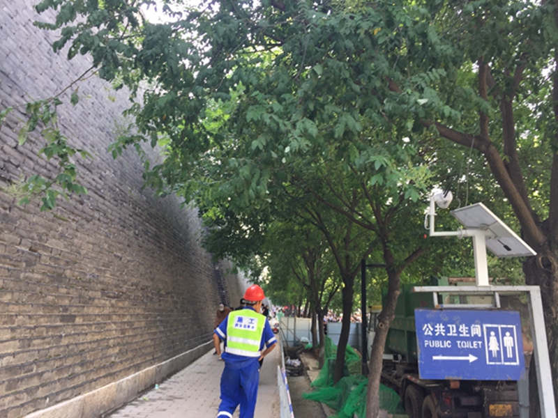 陜西西安護城河河道監控用okeyset太陽能監控攝像頭